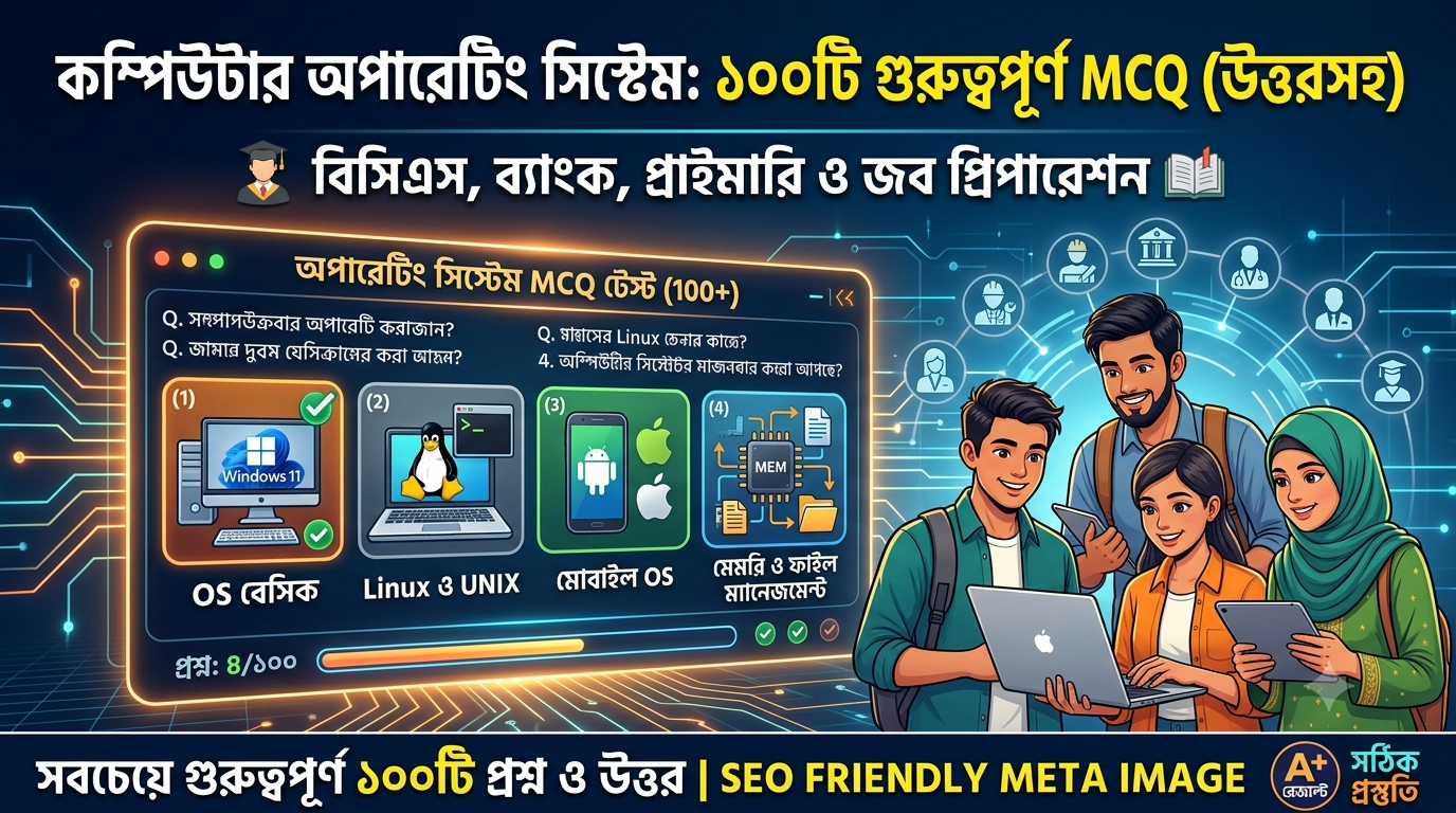 কম্পিউটার অপারেটিং সিস্টেম (Operating System)  গুরুত্বপূর্ণ  MCQ। 